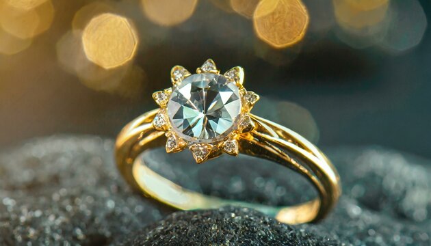 Engagement ring with a diamond or other precious stone on a dark background, close-up view 1.jpg, Engagement ring with a diamond or other precious stone on a dark background, close-up view