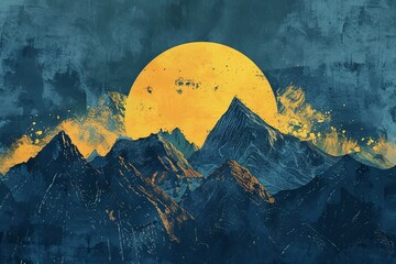 a sun rising over mountains - obrazy, fototapety, plakaty