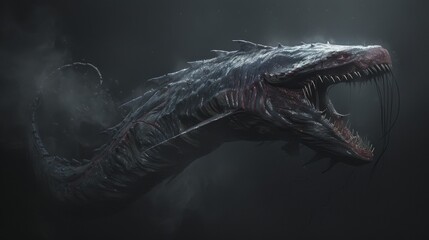 3D flat Leviathan dark sea monsters wrath - obrazy, fototapety, plakaty