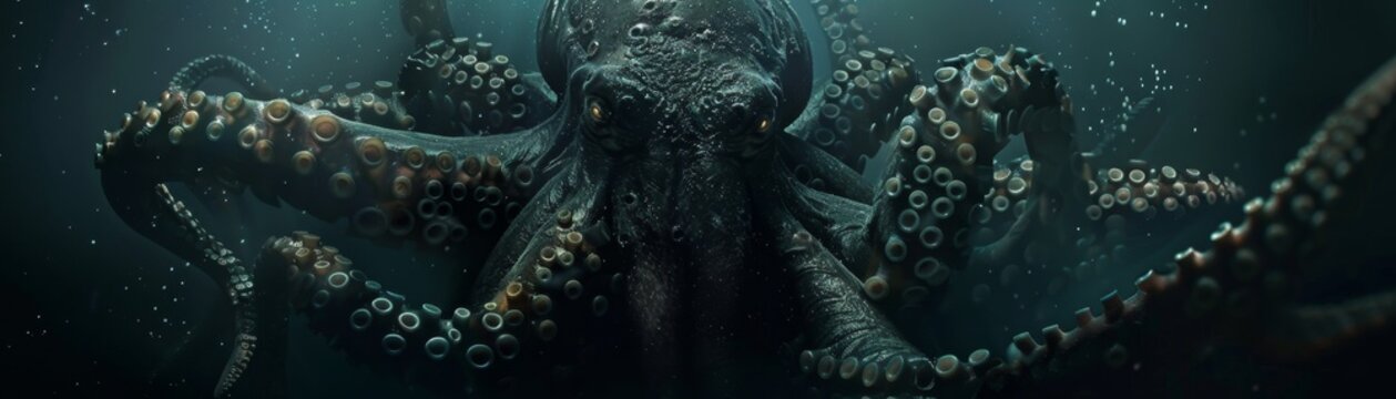 3D flat Kraken dark deep sea terror