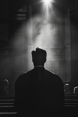 Judge silhouette dark courtroom drama - obrazy, fototapety, plakaty