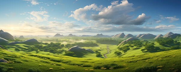vast expanse of rolling hills covered in lush green