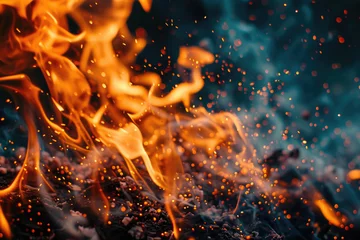 Foto op Aluminium A fire texture with flames and sparks © Formoney