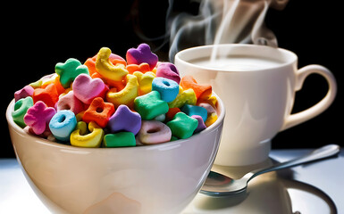 Capture the essence of Lucky Charms in a mouthwatering food photography shot