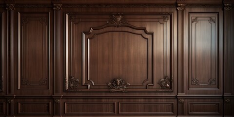 Luxury wood paneling background or texture. highly crafted classic / traditional wood paneling,...