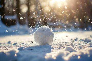 A snowball with a throw and a hit