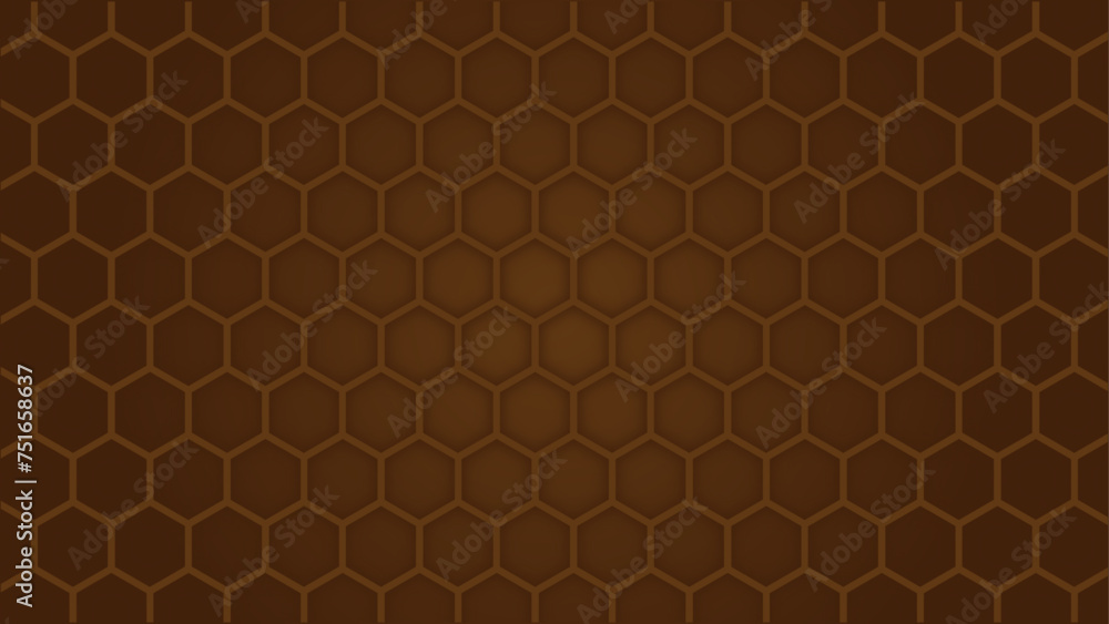 Poster abstract brown honeycomb sharp background with vignette. seamless pattern hexagon backgrounds vector