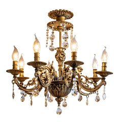 Vintage Chandelier, transparent background, isolated image, generative AI