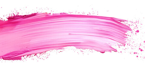 Pink ink brush stroke, pink brush splashes isolated on transparent png.	