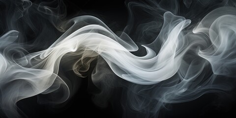 Abstract art captured in smoke swirls, with delicate nuances creating an intriguing vision against a black background - obrazy, fototapety, plakaty