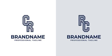 Letters CR and RC Dot Monogram Logo, Suitable for business with CR or RC initials
