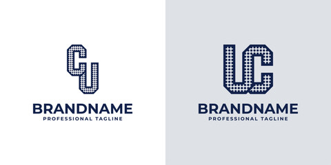 Letters CU and UC Dot Monogram Logo, Suitable for business with CU or UC initials
