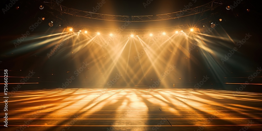 Poster event stage light background with spotlight illuminated stage for performance show. empty stage with