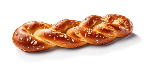 perfectly twisted and salted bavarian style soft pretzel baked to a golden brown crust, isolated on a transparent background - obrazy, fototapety, plakaty