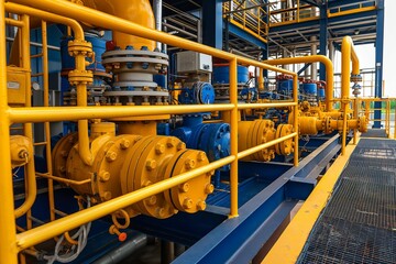 Fototapeta premium Oil pump, oil plant energy industrial machine, oil and gas industry