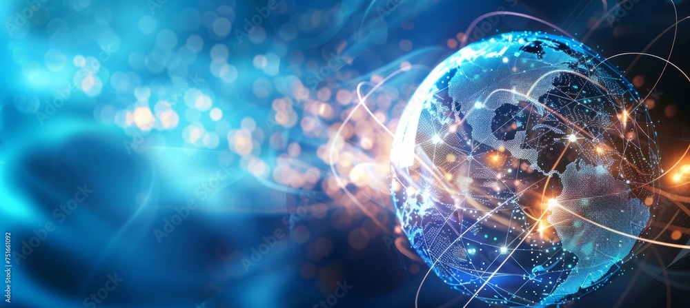 Poster a globe with wires on it generative ai