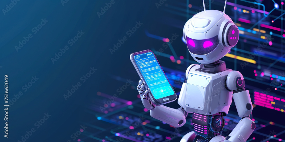 Poster ai chatbots working and chatting in smartphone