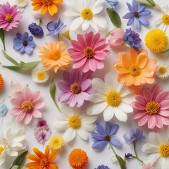 Free Photo Beautiful spring flowers on white background top view Floral pattern