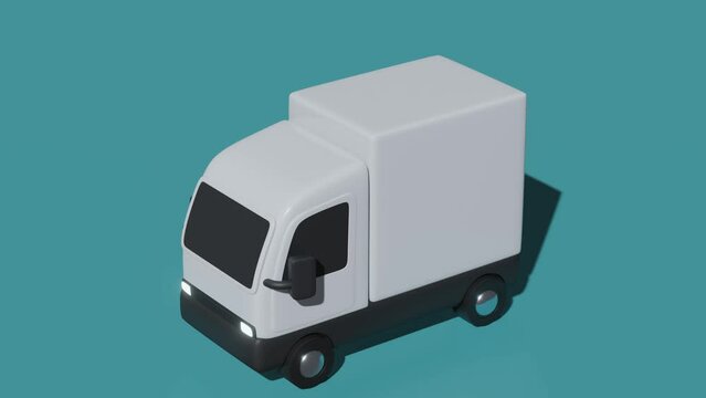 White truck for relocation or delivery. Minimal modern motion design. Abstract animation