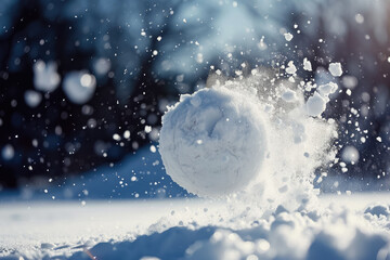 snowball with a throw and a hit - obrazy, fototapety, plakaty