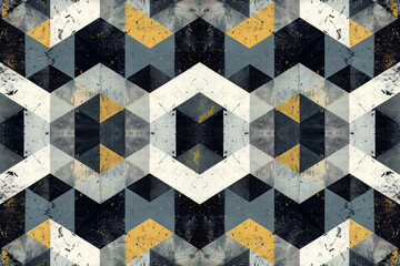 Create a symmetrical pattern of geometric shapes, with alternating textures.