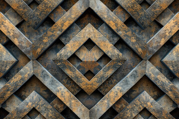 Create a symmetrical pattern of geometric shapes, with alternating textures.