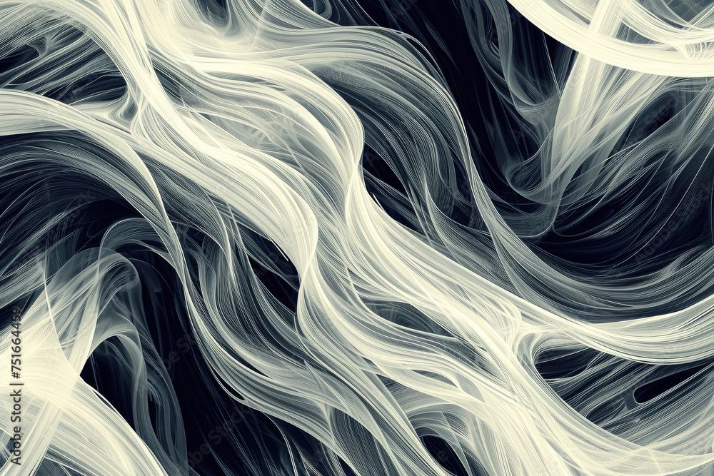 Poster create an abstract pattern of flowing ribbons, with dynamic lines and textures.