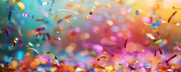 Energetic confetti in neon colors bursts on a vibrant background celebrating festivity. Concept Festive Atmosphere, Neon Colors, Confetti Blast, Celebratory Mood, Vibrant Background