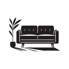 Sofa Silhouette - Defined by Simple Lines and Elegant Curves - Illustration of Sofa - Vector of Sofa

