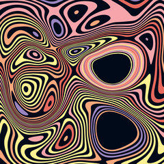 ABSTRACT ILLUSTRATION MARBLED TEXTURE LIQUIFY PSYCHEDELIC PASTEL SOFT COLORFUL DESIGN. OPTICAL ILLUSION DARK BACKGROUND VECTOR DESIGN
