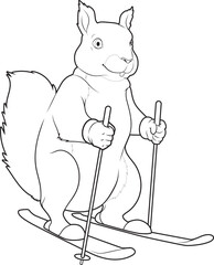Squirrel Skier Ski Winter sports Animal Vector Graphic Art Illustration