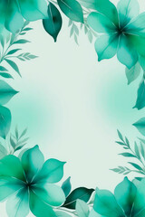 Art background with green mint leaves and flowers.