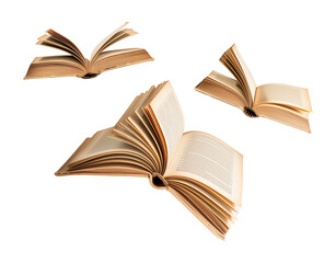 Flying Books Fantasy Isolated on Transparent Background
