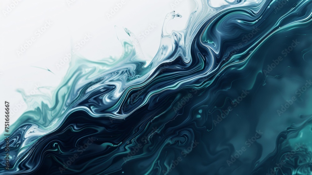 Wall mural beautiful abstraction of liquid paints in slow blending flow mixing together gently - Wall murals