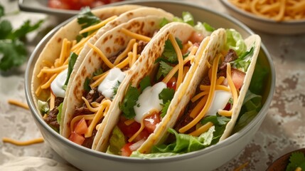 Savory Soft Tacos Bowl with Beef and Vegetables
