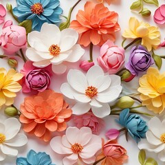 Obraz premium Free Photo Beautiful spring flowers on white background top view Floral pattern