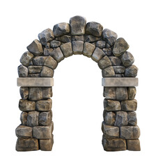 Ruins Stone Arch Isolated on Transparent Background
