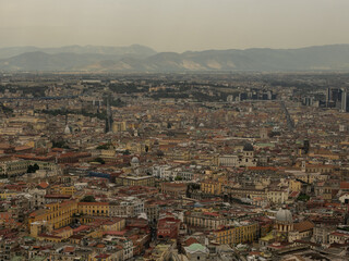 Panoramic view of Naples Italy huge city lots of buildings 4K