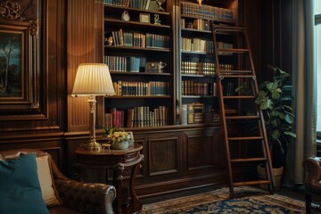 Obraz na płótnie Canvas Retro reading room with old books 