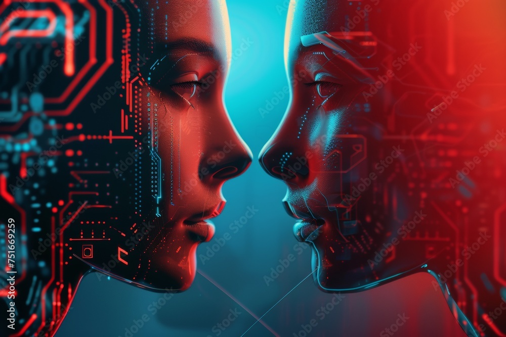 Poster big data and artificial intelligence concept. machine learning and cyber mind domination concept