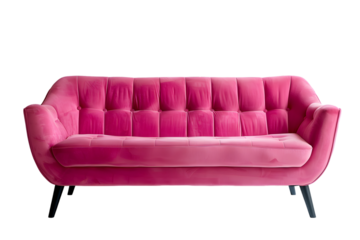 Stylish pink sofa isolated on transparent background