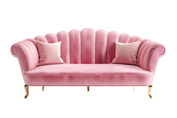 Stylish pink sofa isolated on transparent background