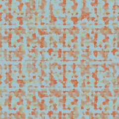 Fototapeta na wymiar A seamless design with a mosaic of orange shapes against a frosty white backdrop, evoking a cool, pixelated aesthetic.