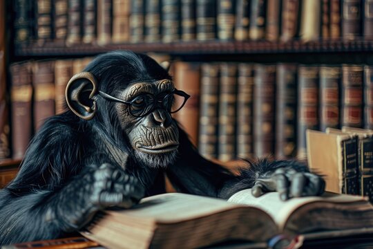 monkey reading a book