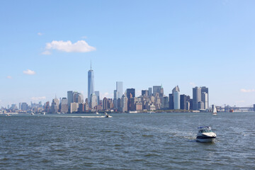 Manhattan Island in New York City, view from the opposite bank