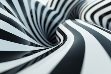 Naklejka premium A abstract background of black and white stripes, curving and twisting in different directions.