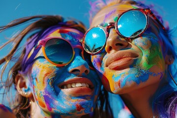 two women with paint on their faces