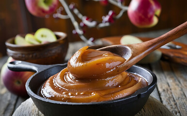Capture the essence of Apple Butter in a mouthwatering food photography shot