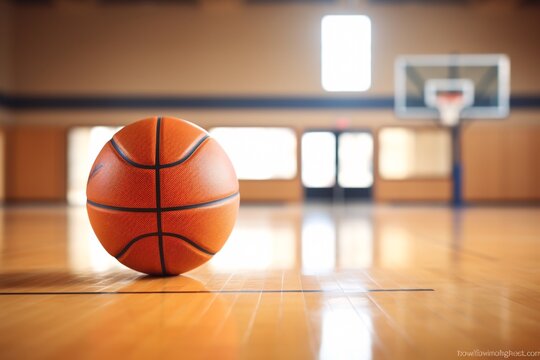 a basketball on a court