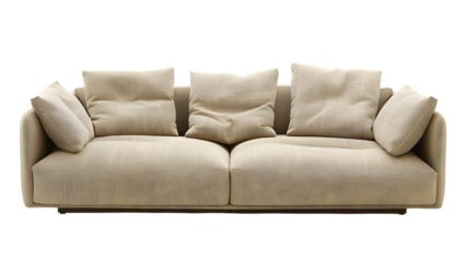 Stylish beige sofa isolated on white background